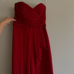 David’s Bridal, Short Strapless Red Dress